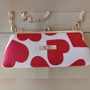 Miu Miu Red and White Heart Clutch